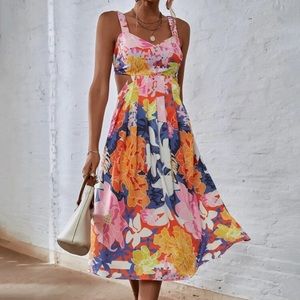 Floral Print Tie Back Cami Dress